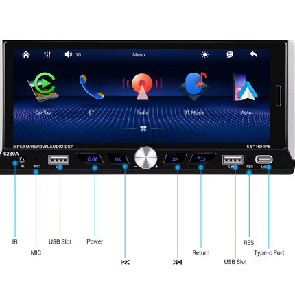 Universele 1din Autoradio | Multimedia systeem | Apple Carplay & Android Auto - Audioplay