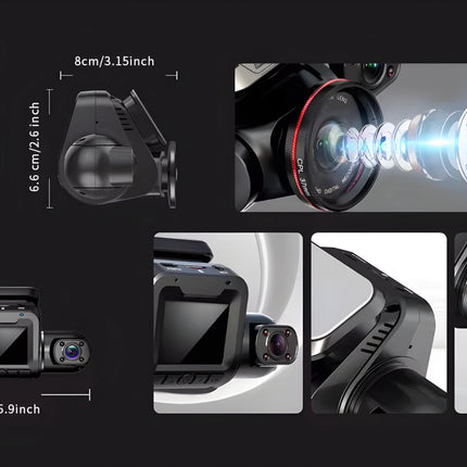360 Graden Dashcam |Gps Hd 4*1080P| DVR 24uur opname functie | Nachtzicht Wifi 128Gb (M 8S) - Audioplay