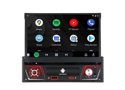 1 Din Universele Autoradio | Android Auto&Carplay 7 "Ips | Intrekbaar Scherm |Multimedia Navigatie