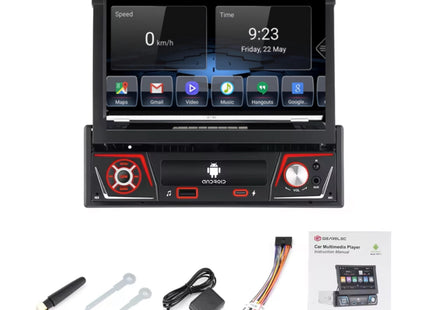 1 Din Universele Autoradio | Android Auto&Carplay 7 "Ips | Intrekbaar Scherm |Multimedia Navigatie