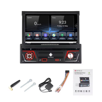 1 Din Universele Autoradio | Android Auto&Carplay 7 "Ips | Intrekbaar Scherm |Multimedia Navigatie - Audioplay