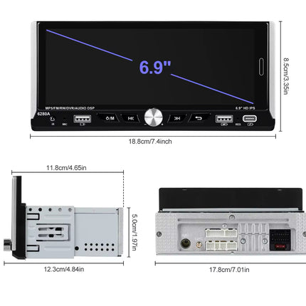 Universele 1din Autoradio | Multimedia systeem | Apple Carplay & Android Auto - Audioplay